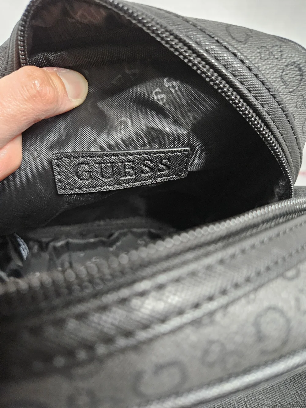 GUESS Men’s And Woman's Black Crossbody Bag - Signature Logo Design